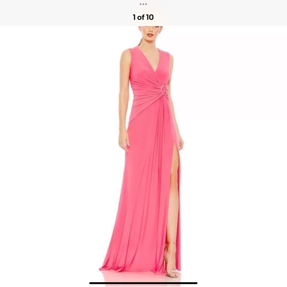 Mac Duggal Pink Ruched Maxi Dress
